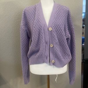 Madewell Open Stitch Cotton Cardigan Lavender Size M